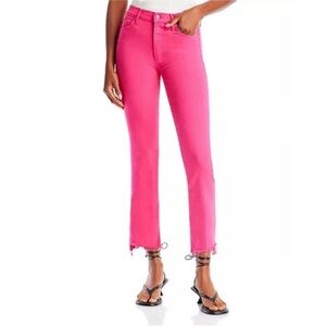 Mother The Insider Crop Step Fray in Play Date Raspberry Sorbet, size 26